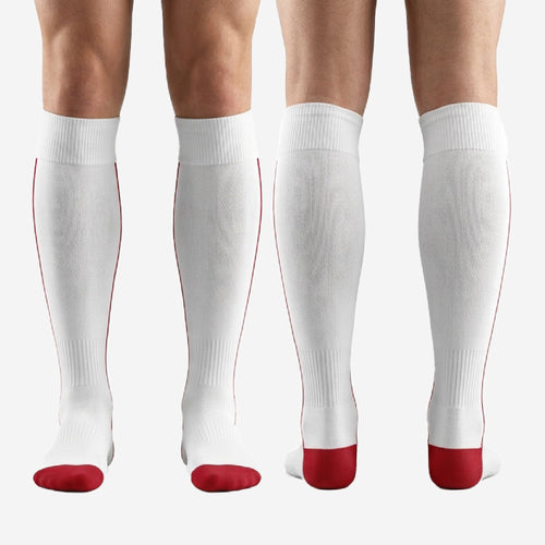 Custom White and Red Soccer Socks - Full Squad Team Socks