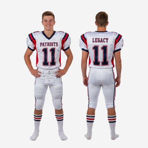Season Long Custom Youth Football Uniform Sets - White Sublimated Set