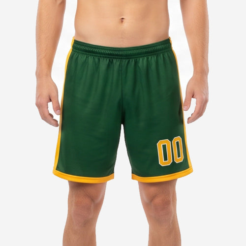 Forest Green/Gold Custom Forest Green Soccer Shorts | Team Numbers