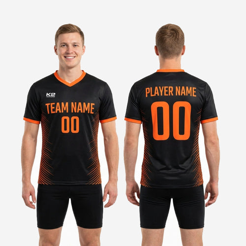 Orange Trim Custom Orange Soccer Training Jersey - Black