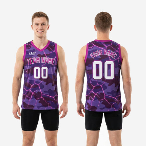 Men's Camo Custom Purple Basketball Jerseys - Purple and Pink
