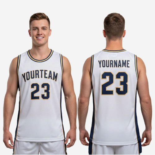 Custom White Basketball Jerseys - Full Squad Navy Jerseys