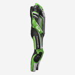 Custom Motorcycle One Piece Suit in Green & Black - Leather Racing Suit with CE Armor