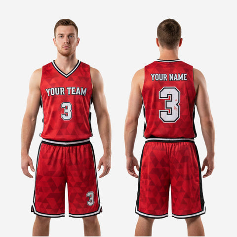 Custom Basketball Jersey & Shorts Set - Team Name Number Uniform in Red