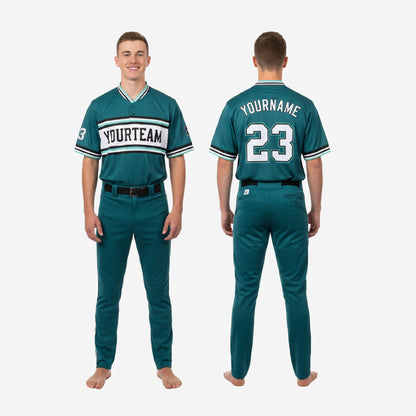Personalized Youth Baseball Jersey & Pants - Custom Team Uniform Set in Midnight Green