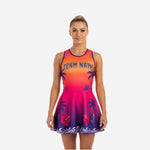 Custom Cheerleading Uniform Dress - Tropical Sunset Gradient Palm Tree Design