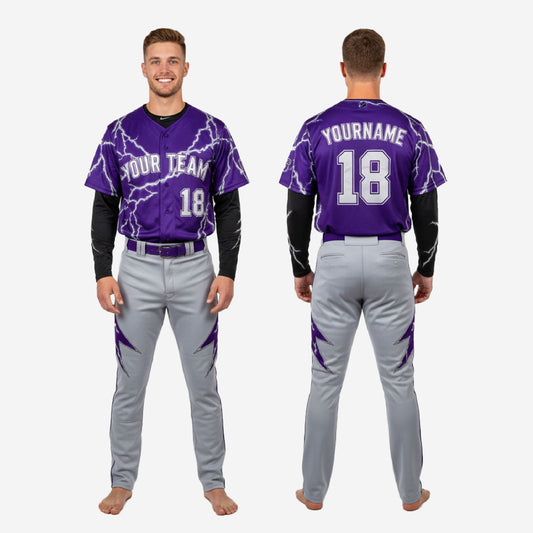 Personalized Baseball Uniform - Custom Jersey & Pants Uniform Set in Indigo Purple