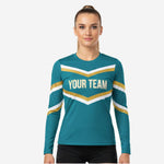 Custom Long Sleeve Cheerleading Jersey - Teal Blue Practice Jersey