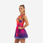 Custom Cheerleading Uniform Dress - Tropical Sunset Gradient Palm Tree Design