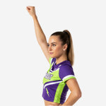 Custom Cheerleading Crop Top - Purple Lime Green Design