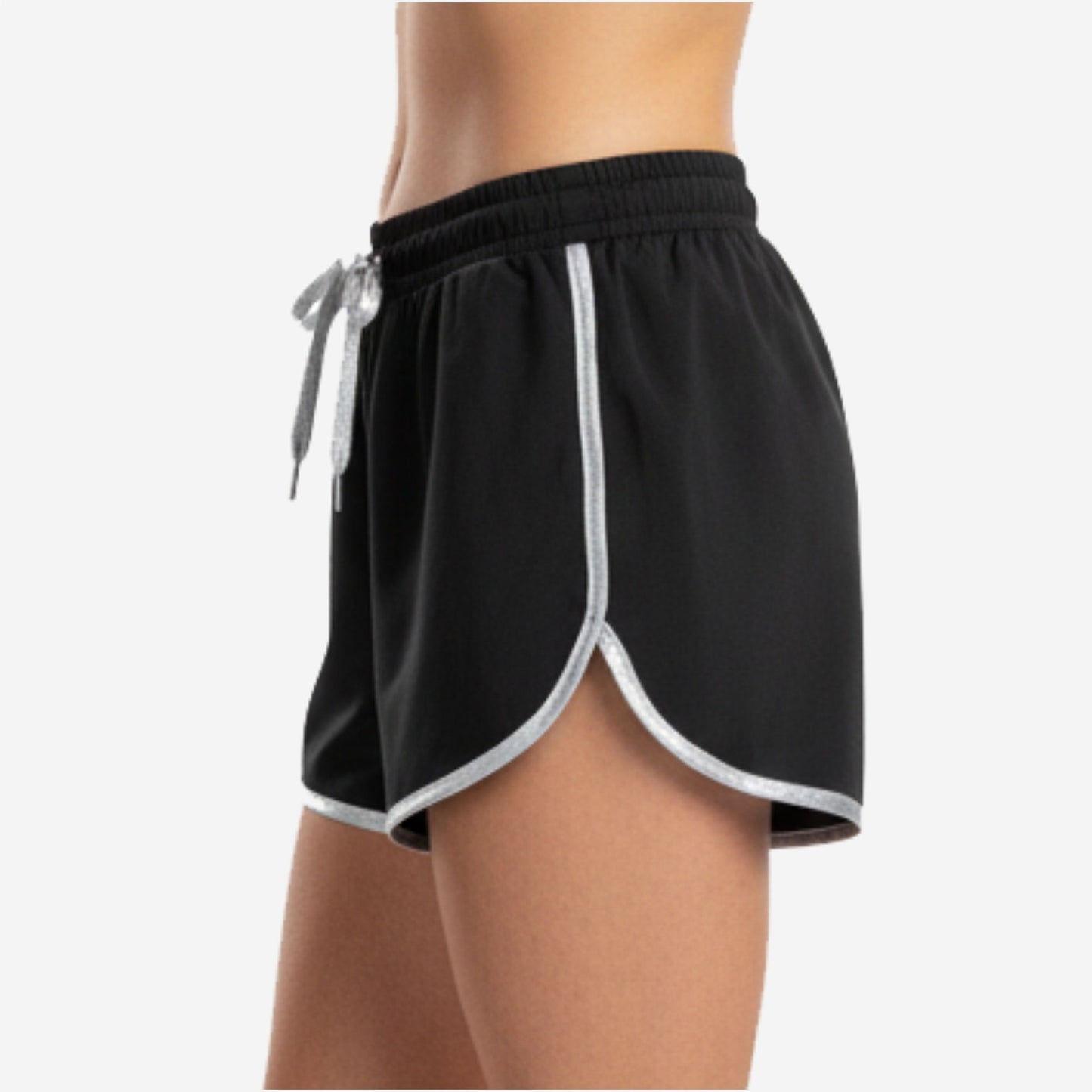 Custom Cheerleading Black Shorts - Athletic Practice Shorts with Drawstring