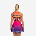 Custom Cheerleading Uniform Dress - Tropical Sunset Gradient Palm Tree Design