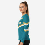 Custom Long Sleeve Cheerleading Jersey - Teal Blue Practice Jersey