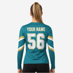 Custom Long Sleeve Cheerleading Jersey - Teal Blue Practice Jersey