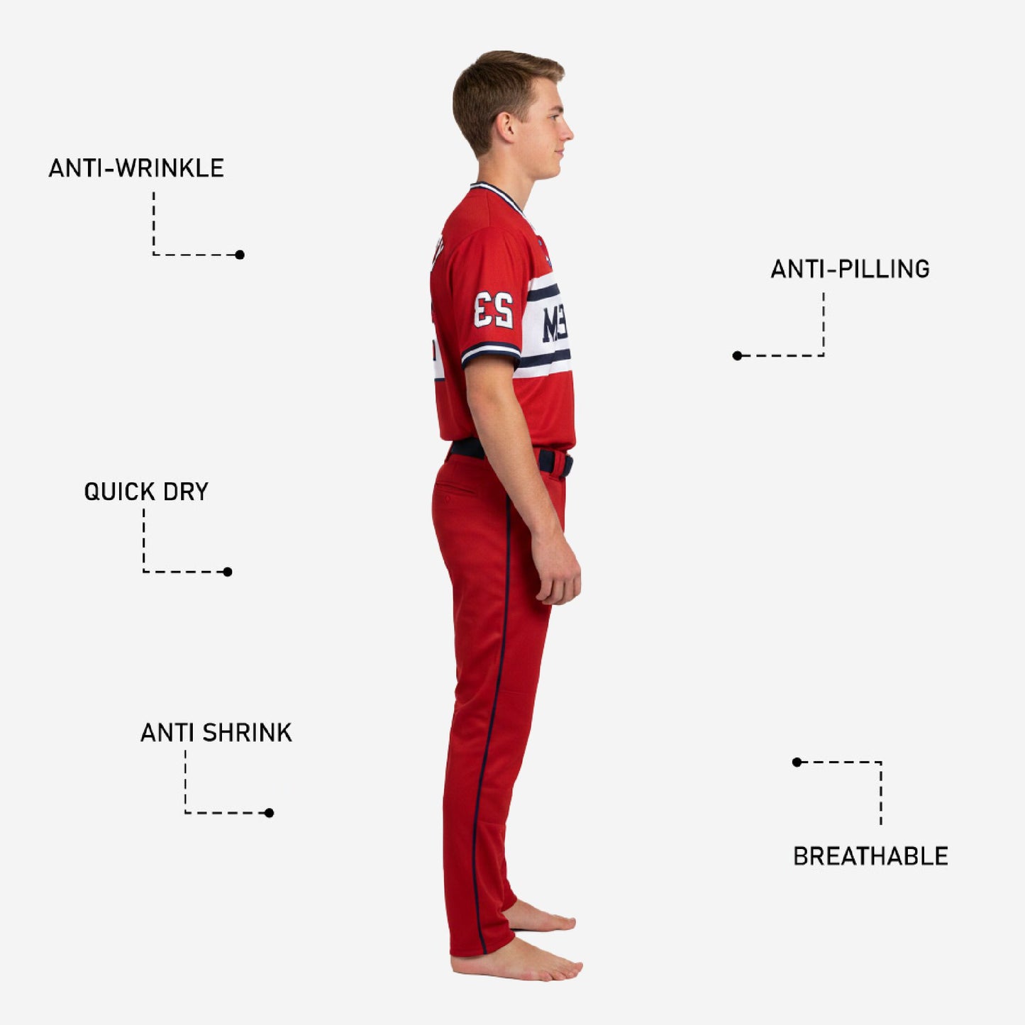Personalized Youth Baseball Jersey & Pants - Custom Team Uniform Set in Red