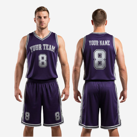 Personalized Basketball Uniform Set - Custom Sublimated Jersey & Shorts in Purple