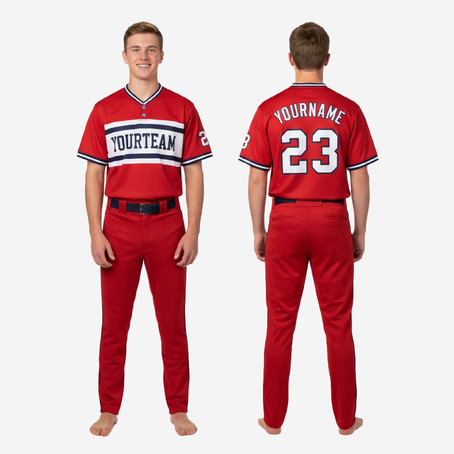 Personalized Youth Baseball Jersey & Pants - Custom Team Uniform Set in Red