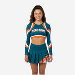 Custom Cheer Uniforms - Sublimated Long Sleeve Crop Top & Athletic Skirt Set