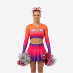 Custom Cheerleading Uniform - Orange Purple Print Long Sleeve Sublimation Set