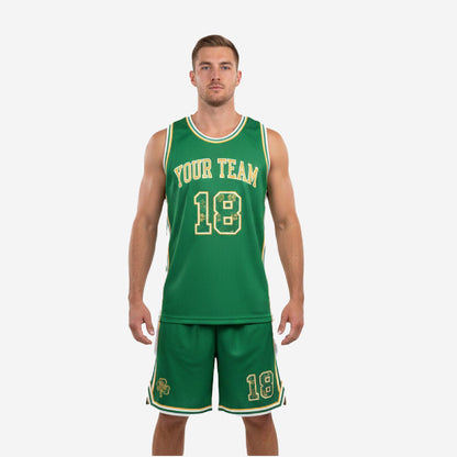 Custom Basketball Uniform Set in Green - Jersey & Shorts Team Name & Number