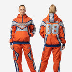 Personalized Orange Cheer Warmup Suit - Custom Hoodie Jacket & Pants Team Set
