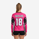 Custom Long Sleeve Cheerleading Jersey - Pink V-Neck Practice Jersey