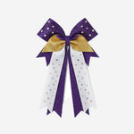 Custom Cheerleading Bow in Purple - Rhinestone Hair Bow Ponytail Holder