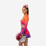 Custom Cheerleading Uniform - Orange Purple Print Long Sleeve Sublimation Set