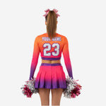 Custom Cheerleading Uniform - Orange Purple Print Long Sleeve Sublimation Set