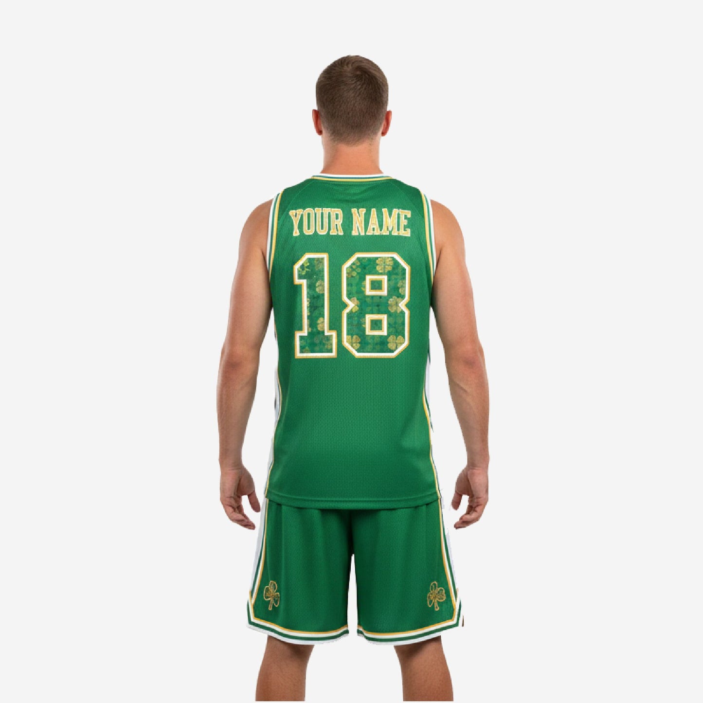 Custom Basketball Uniform Set in Green - Jersey & Shorts Team Name & Number