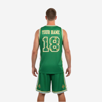Custom Basketball Uniform Set in Green - Jersey & Shorts Team Name & Number
