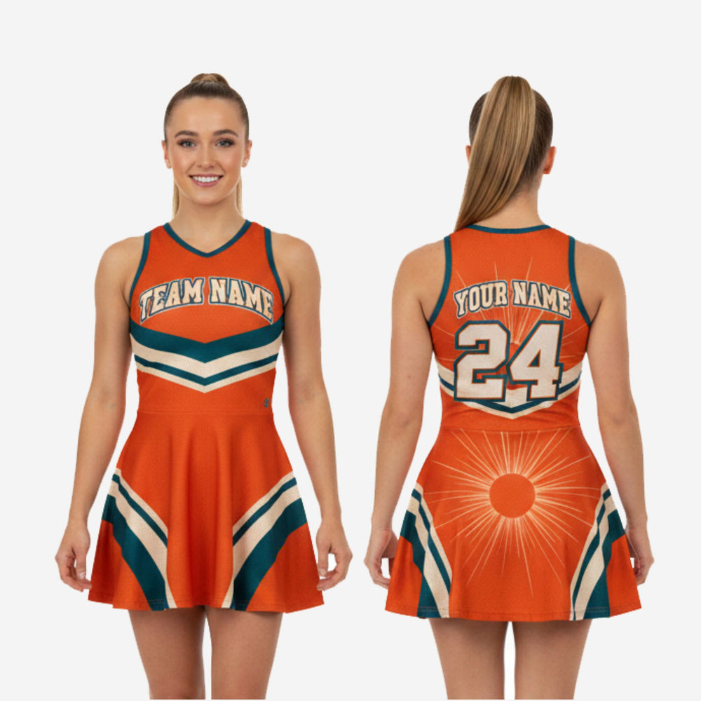 Personalized Sleeveless Cheer Dress - Orange Team Name Uniform