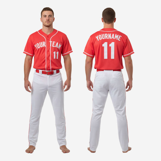 Personalized Baseball Uniform - Custom V-Neck Jersey & Pants Complete Team Set