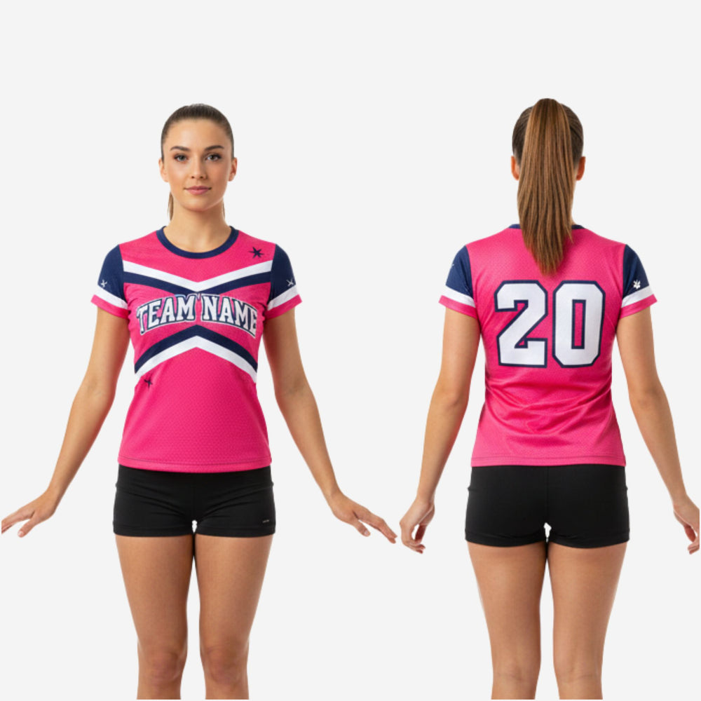 Short Sleeve Cheerleading Top - Crew Neck Team Colors Athletic Wear