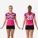 Short Sleeve Cheerleading Top - Crew Neck Team Colors Athletic Wear