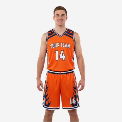 Custom Basketball Uniform Set in Orange - Jersey & Shorts Team Name & Number