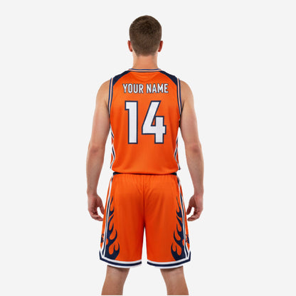 Custom Basketball Uniform Set in Orange - Jersey & Shorts Team Name & Number