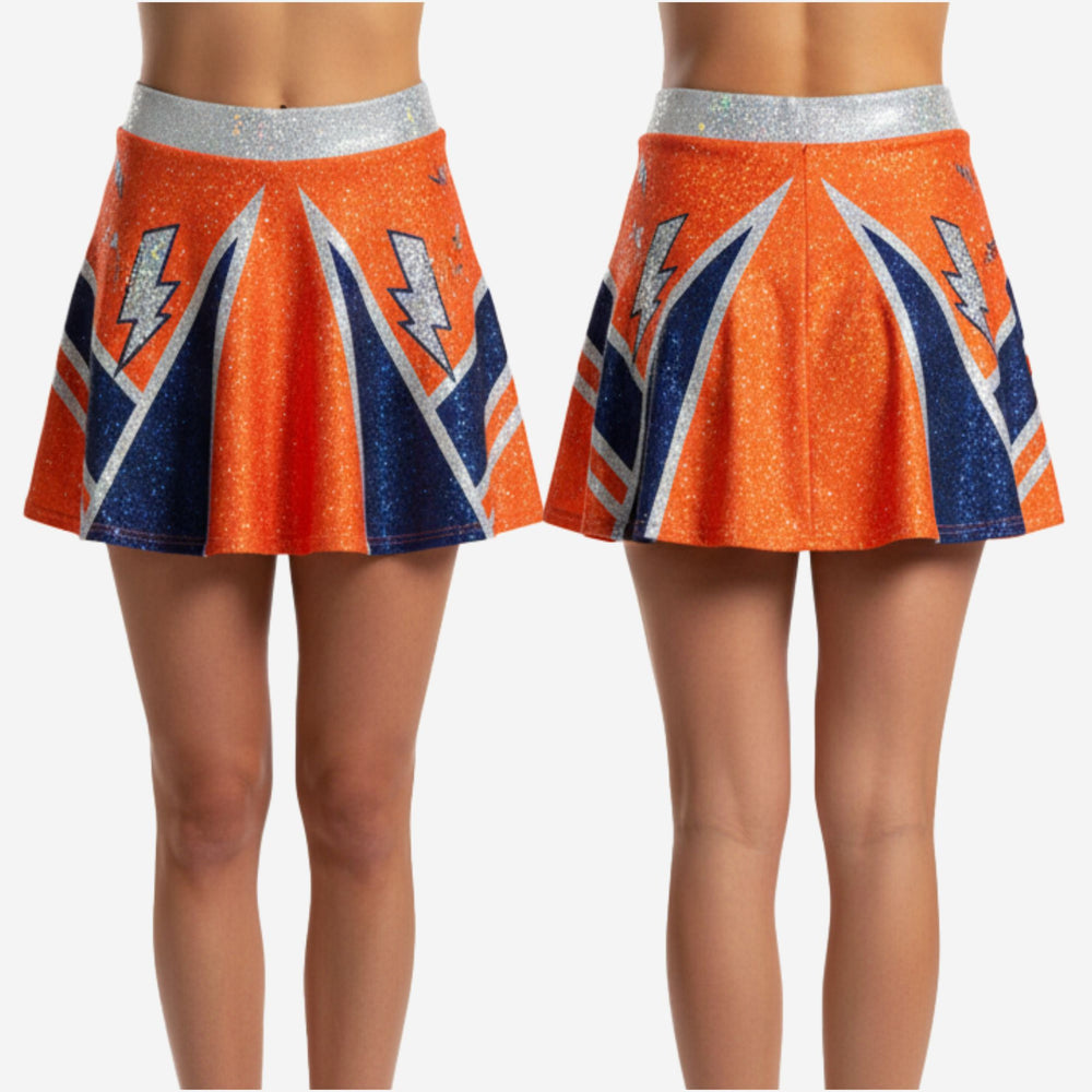 Custom Cheerleading A-Line Skirt - Lightning Bolt Athletic Performance Skirt
