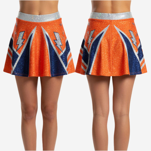 Custom Cheerleading A-Line Skirt - Lightning Bolt Athletic Performance Skirt