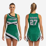 Personalized Sleeveless Cheer Dress - Green Team Name Uniform