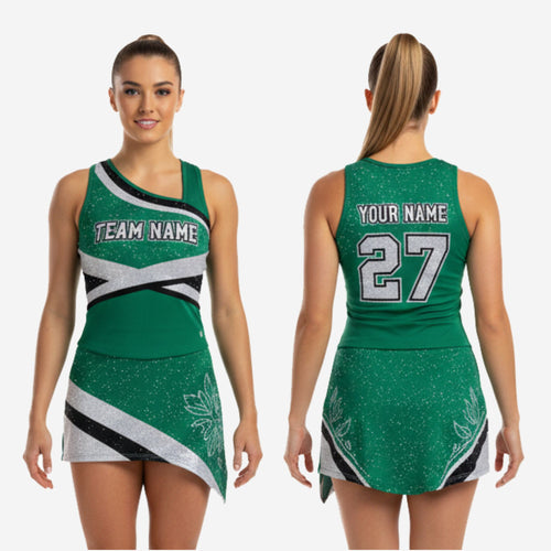 Personalized Sleeveless Cheer Dress - Green Team Name Uniform
