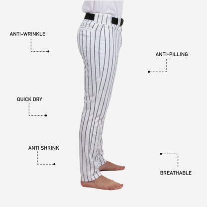 Custom Baseball Uniform Pants - Pinstripe Custom Colors Baseball Pants in White