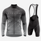 Men's Long Sleeve Cycling Jersey and Bib Shorts Outfit - Gray