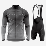 Men's Long Sleeve Cycling Jersey and Bib Shorts Outfit - Gray - K2 Sportswear | Custom Sports Uniforms & Apparels - K2 Sportswear