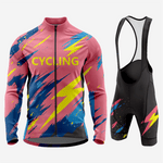 Men’s Long Sleeve Cycling Jersey and Bib Shorts Set - Light Pink - K2 Sportswear | Custom Sports Uniforms & Apparels - K2 Sportswear