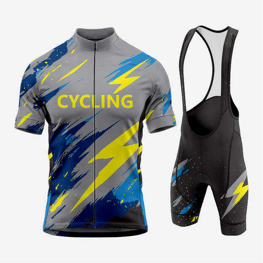Men's Gray Cycling Jersey and Shorts Set Pro Fit