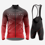 Men’s Long Sleeve Cycling Top and Bib Shorts Set - Red & Gray - K2 Sportswear | Custom Sports Uniforms & Apparels - K2 Sportswear