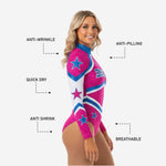 Personalized Cheer Bodysuit - Deep Pink Glitter High Neck Design