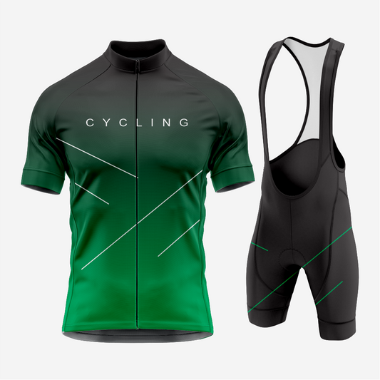 Premium Men’s Cycling Apparel – Road Cycling Jersey & Bib Shorts in Dark Green
