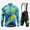 Men’s Long Sleeve Cycling Jersey and Bib Shorts Set - Teal Blue